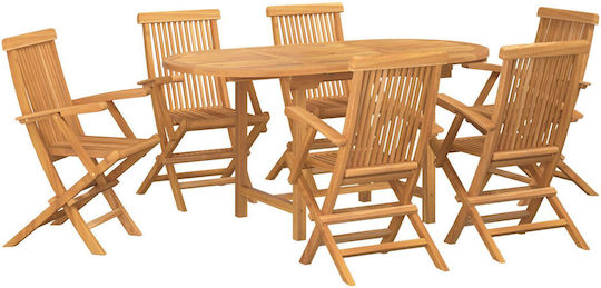 Outdoor Dining Set 7 Pieces Brown