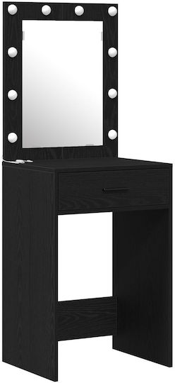 Floor-standing Makeup Dressing Table Wooden Black with Mirror 50x41x135cm