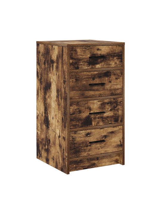 Masută De Toaletă De Podea Din Lemn Fumuriu De Stejar Cu Oglindă 40x41x135cm