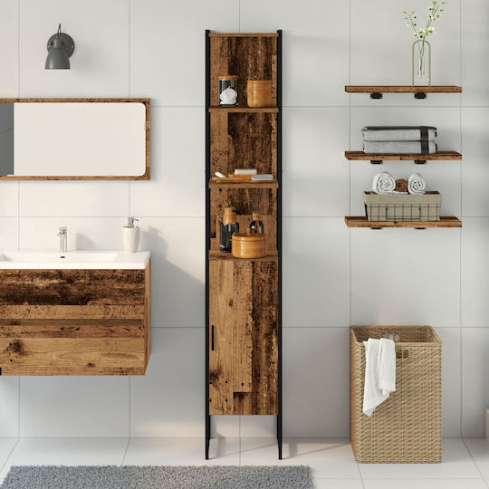vidaXL Dulap Coloană pentru Baie Pardoseală M33xB33xY185.5cm Lemn Natural