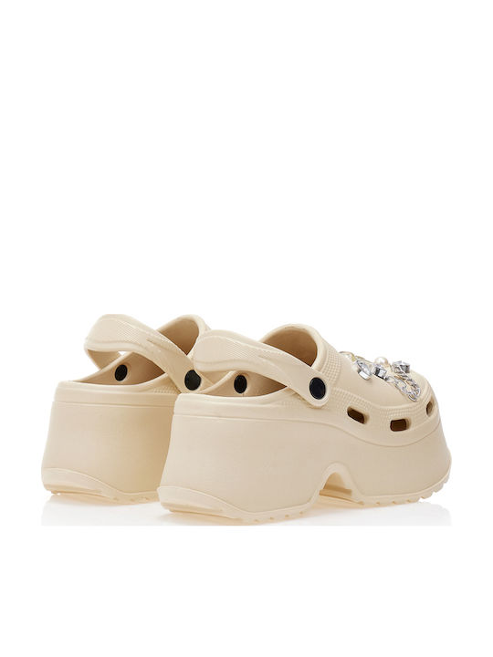 Tsoukalas Damen Clogs Beige