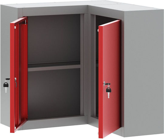 Wall Living Room Cabinet Made of Metal Red 55x55x55cm