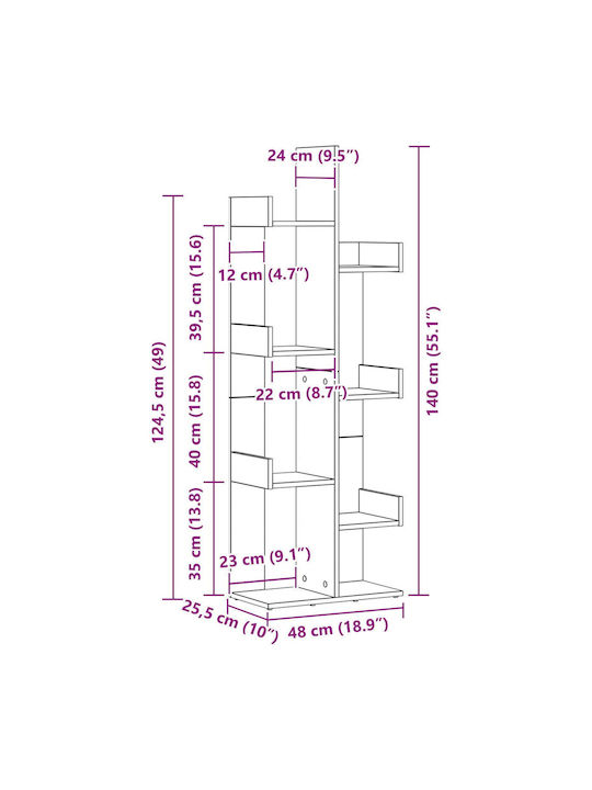 Bookcase Black Oak 48x25.5x140cm