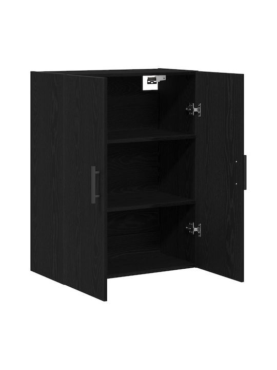 Wand Wohnzimmer Vitrine aus Massivholz Schwarz Eiche 69.5x34x90cm