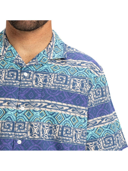 Global Heat Short-sleeved Cotton Shirt Aqua Sky