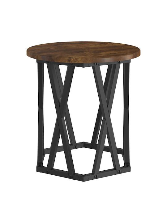 Round Side Coffee Table Made of Solid Smoked Beech Wood 2 Pieces W50xL50cm