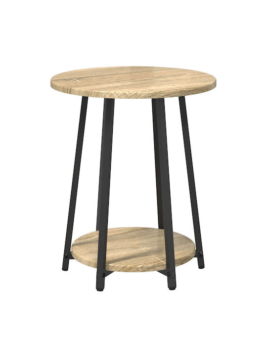 Round Side Table Made of Solid Wood Sonama 2 Pieces M50xD50cm