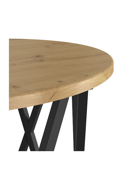 Round Side Table Set of 3 Made of Solid Oak Wood 53x53 cm