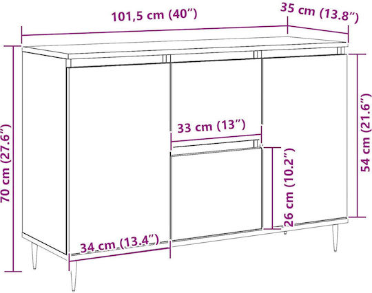Μπουφές mit Schubladen Brown 101.5x35x70cm