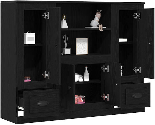 Мебели за съхранение дървен с чекмеджета и огледало Black Oak 132x35.5x103.5см