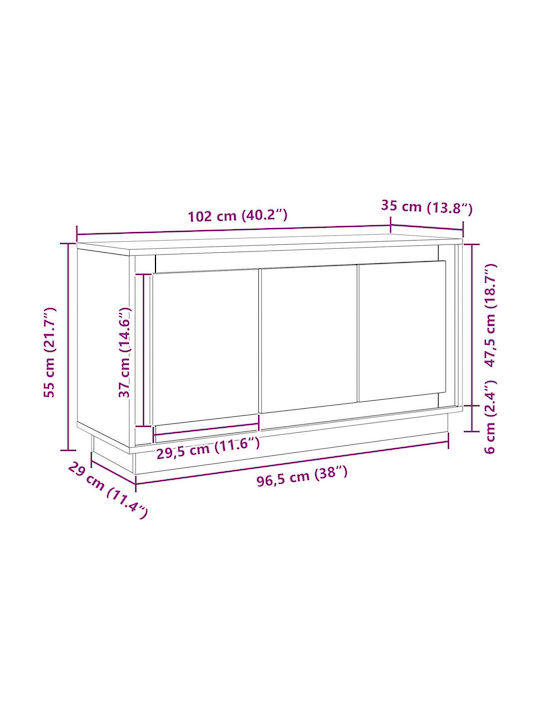 Bufet din Lemn Negru 102x35x55cm