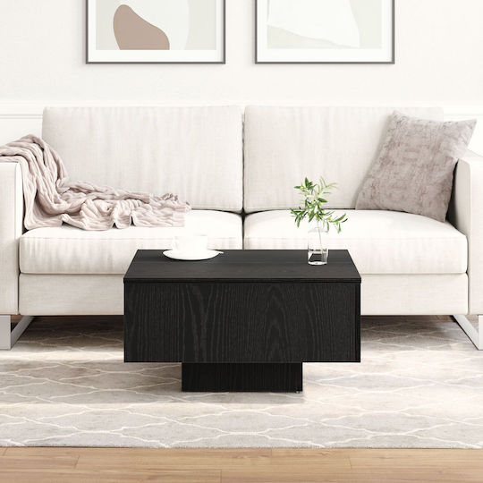 Square Central Coffee Table Made of Solid Wood Coffee Black Oak W60xL60xH31.5cm