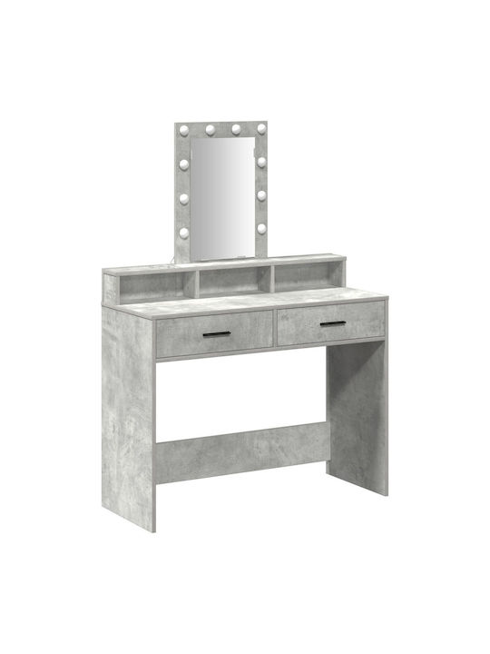Bodenstehende Schminktisch Schlafzimmer Holz Grau Beton mit Spiegel 100x41x140cm