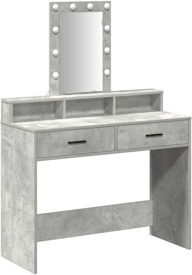 Bodenstehende Schminktisch Schlafzimmer Holz Grau Beton mit Spiegel 100x41x140cm