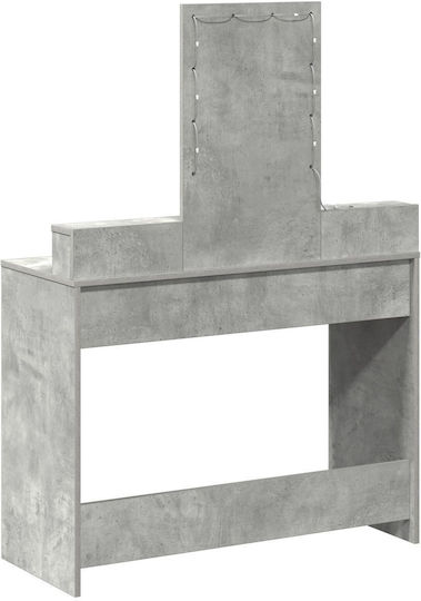 Bodenstehende Schminktisch Schlafzimmer Holz Grau Beton mit Spiegel 100x41x140cm