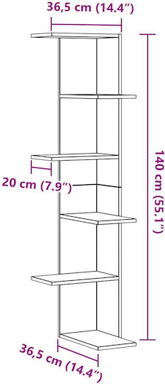 Corner Shelf Wall 36.5x36.5x140cm Black Oak Corner Shelf Wall 36.5x36.5x140cm Black Oak