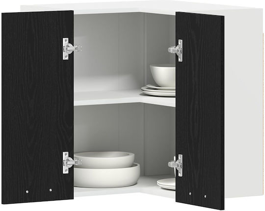 Γωνιακό Ντουλάπι Δαπέδου Μαύρο Δρυς 57x57x60εκ.
