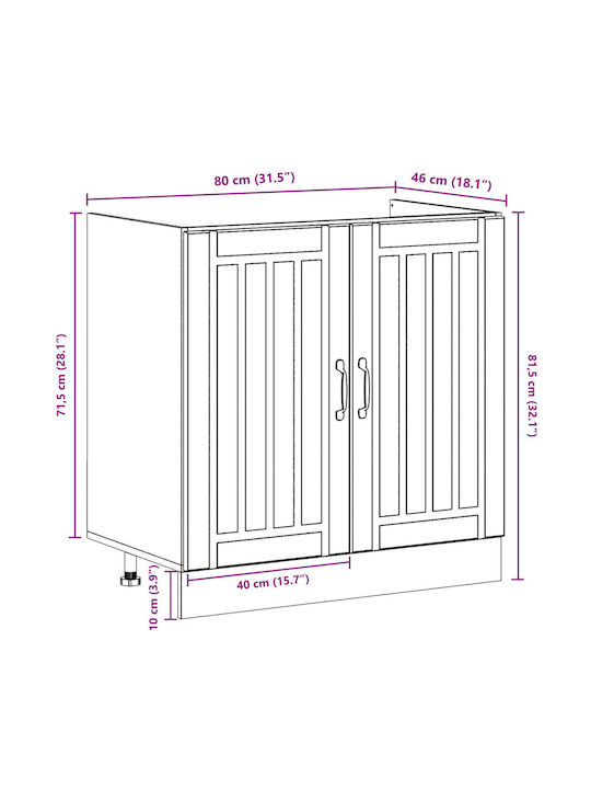 Kitchen Cabinet Set Wall & Floor Brown 80x46.5x81.5cm