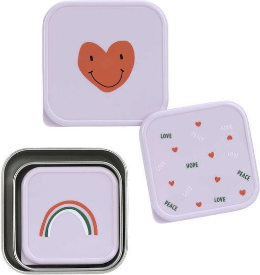 Laessig Happy Rascals Heart Plastic Kids Dinner Set Pink