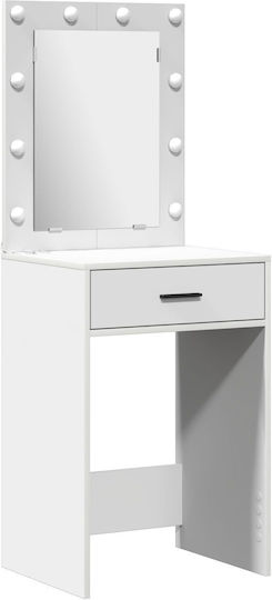 Floor-Standing Makeup Dressing Table Wooden White with Mirror 50x41x135cm