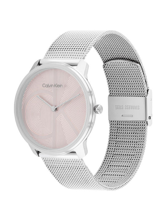 Calvin Klein Iconic Ceas Dama 39mm Cu Baterie Cu Brățară Argintie Din Oțel Inoxidabil