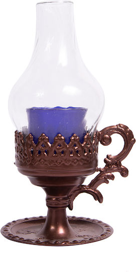 Glass Vigil Oil Lamp with Metal Base Large 1 Piece Silver