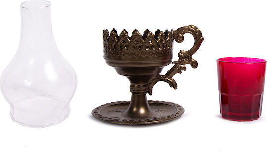 Glass Vigil Oil Lamp with Metal Base Large 1 Piece Silver