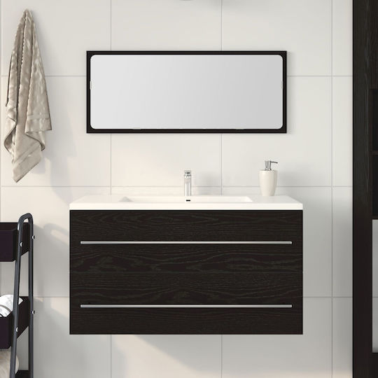 vidaXL Rechteckiger Badezimmerspiegel aus Edelstahl mit Schrank 90x45cm Schwarz
