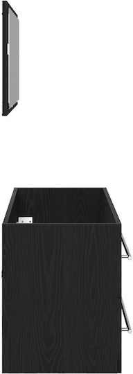 vidaXL Rechteckiger Badezimmerspiegel aus Edelstahl mit Schrank 90x45cm Schwarz