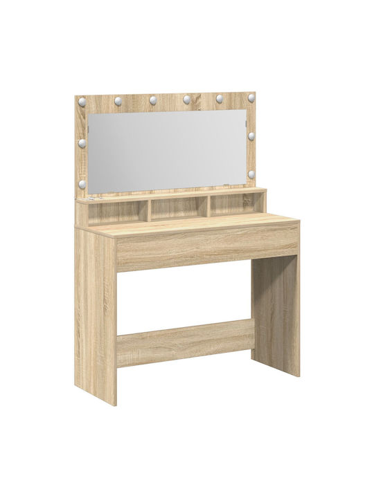 Bodenstehende Schminktisch Schlafzimmer Holz Buche mit Spiegel 100x41x135cm