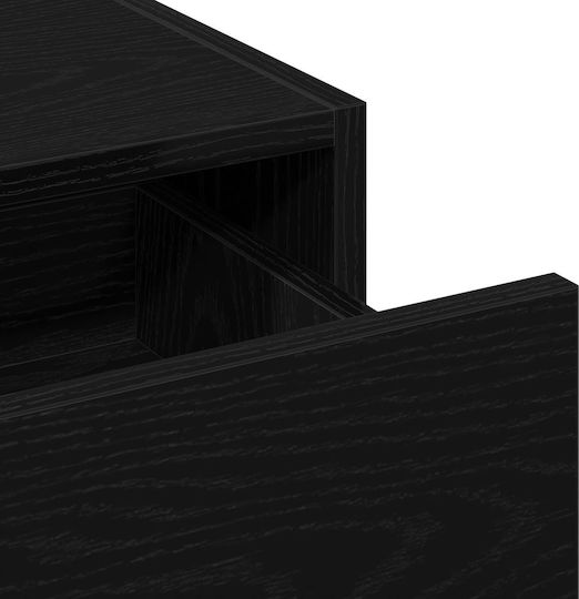Wandmontage Schminktisch Schlafzimmer Holz Schwarz Eiche mit Spiegel 100x40x70cm
