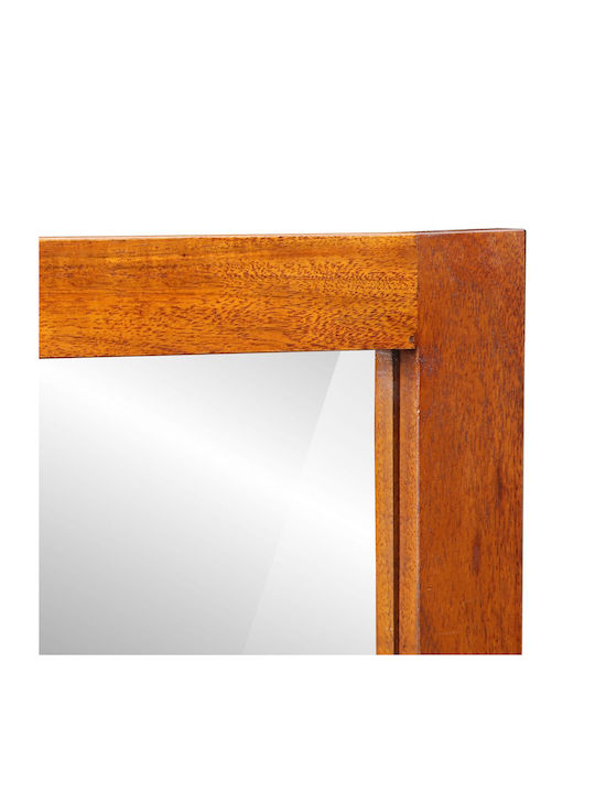 Wall-Mounted Makeup Dressing Table Made of Solid Brown Wood with Mirror 40x20x50cm