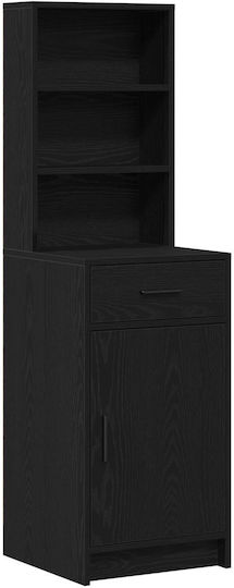 Floor-standing Makeup Dressing Table Wooden Black with Mirror 78.5x41x135cm