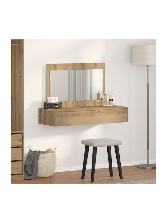 Wooden Makeup Dressing Table Oak with Mirror 100x40x70cm