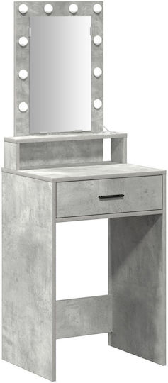 Masă De Toaletă De Podea Din Lemn Gri Beton Cu Oglindă 50x41x140cm