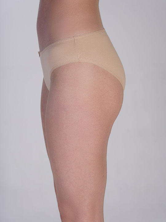 Βαμβακερά Ψηλόμεσα Γυναικεία Slip 3Pack Μπεζ