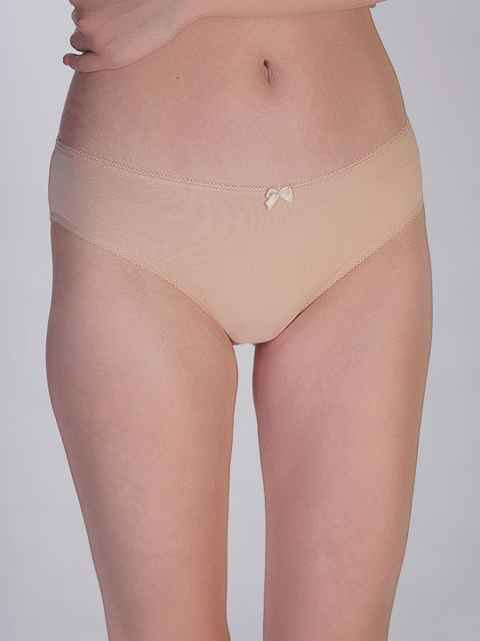 Βαμβακερά Ψηλόμεσα Γυναικεία Slip 3Pack Μπεζ