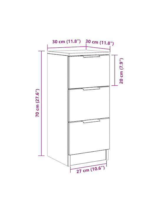 Συρταριέρα Γραφείου Ξύλινη Μαύρος 30x30x70cm