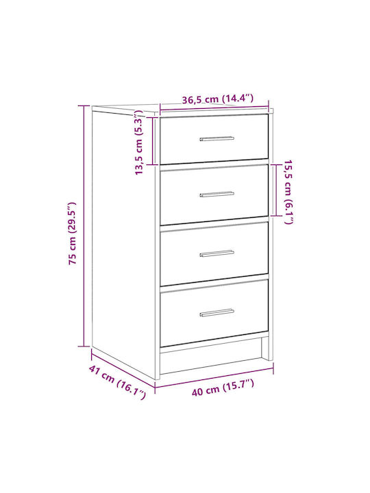 Office Storage Solid Wood Drawer Natural L40xW41xH75cm
