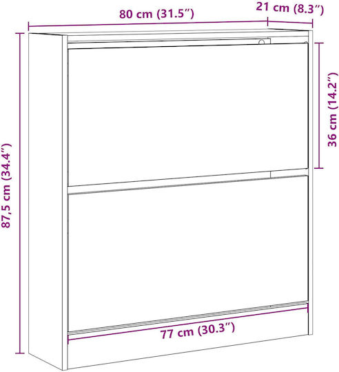 Ξύλινη Παπουτσοθήκη από Μασίφ Ξύλο 80x21x87.5cm