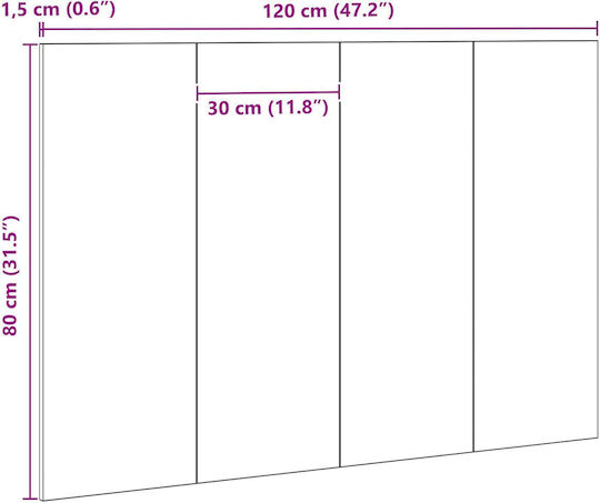 vidaXL Wooden Bed Headboard Black Oak 120x80cm