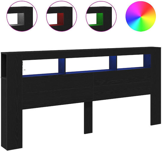 vidaXL Tăblie De Pat Din Lemn Negru Stejar 220x103.5cm