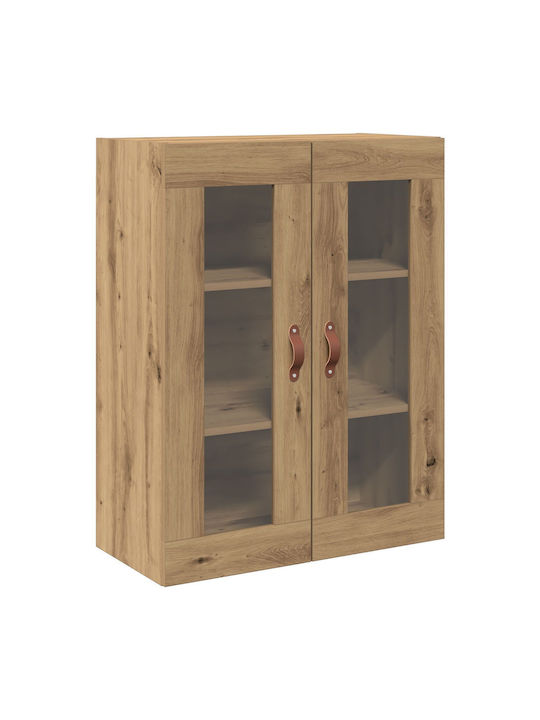 Wall Living Room Display Cabinet made of Particleboard with Glass Walnut 69.5x34x90cm