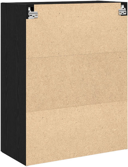 Wall Living Room Display Cabinet made of MDF with Glass Black Oak 69.5x34x90cm