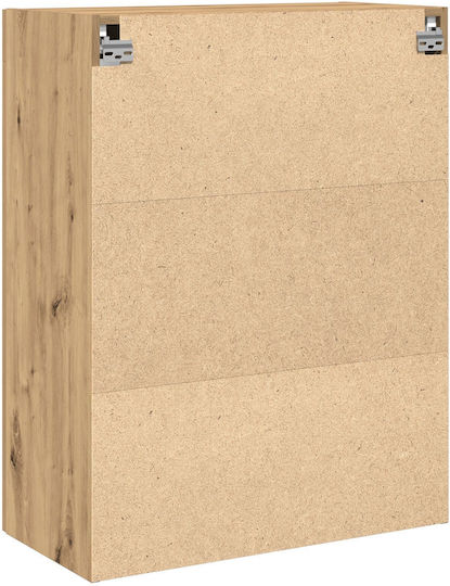 Wall Living Room Display Cabinet made of Particleboard with Glass Artisan Beech 69.5x34x90cm