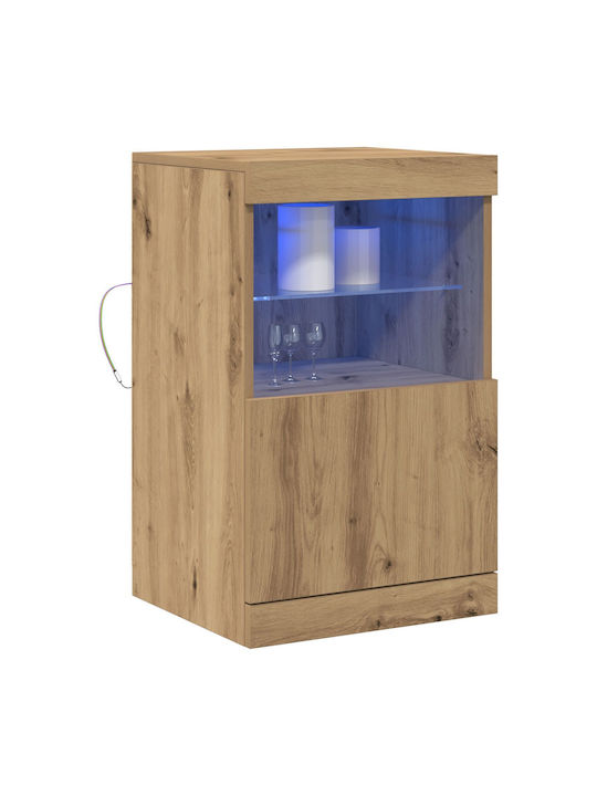 Floor-standing Living Room Display Cabinet made of Particleboard with Glass & Lighting Brown 41x37x67cm
