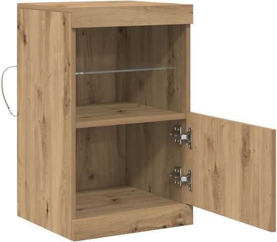 Living Room Display Cabinet Made of Particle Board with Glass and Lighting Brown 41x37x67cm