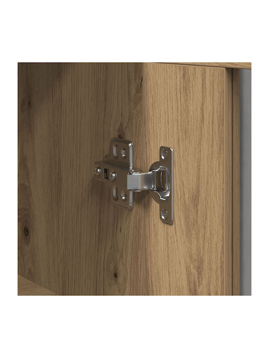 Wand Wohnzimmer Vitrine aus Spanplatte mit Glas Walnut 139x34x90cm