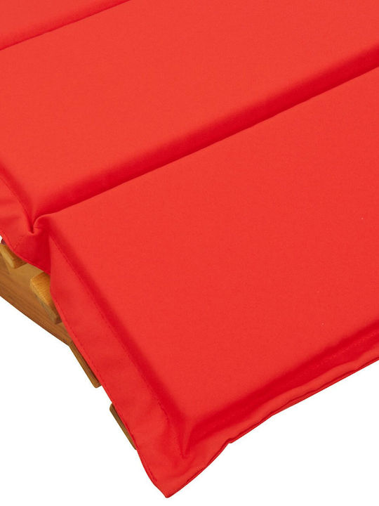 Ξαπλώστρα Ξύλινη με Μαξιλάρι Κόκκινη 60x154x74εκ.