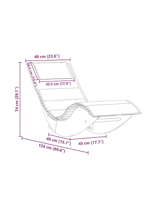 Deckchair Double Wooden with Cushion Gray 60x154x74cm.